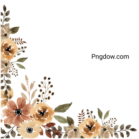 Vector collection of herry watercolor flowers and transparent background in png, (134)
