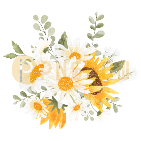 Vector collection of herry watercolor flowers and transparent background in png, (150)