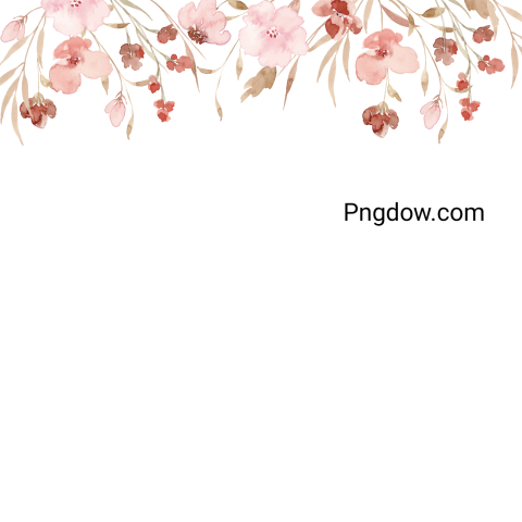 Vector collection of herry watercolor flowers and transparent background in png, (171)