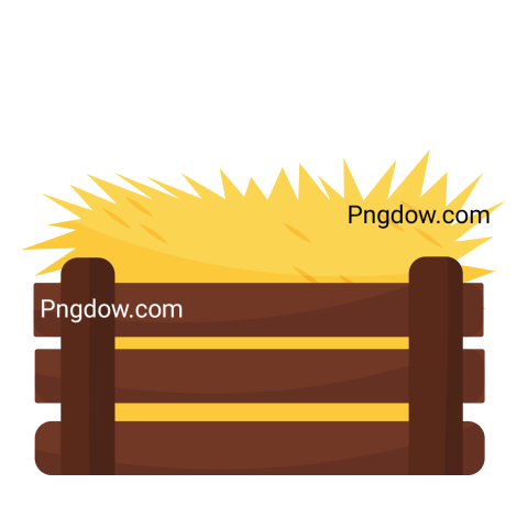 Flat Vector Icon of Empty Chicken Nest  Yellow Hay in Brown Wooden Box, Colorful Vector Design