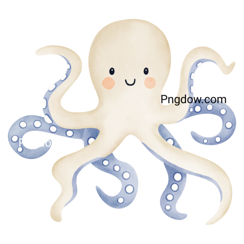 Watercolor cute octopus illustration