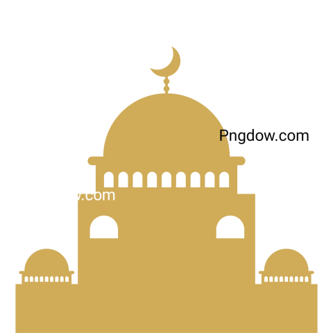 Mosque or masjid Silhouette transparent background, (6)
