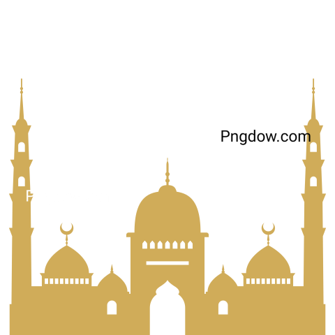 Mosque or masjid Silhouette transparent background, (1)