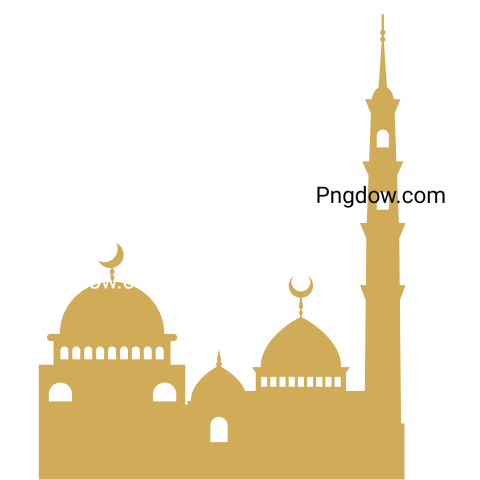 Mosque or masjid Silhouette transparent background, (8)