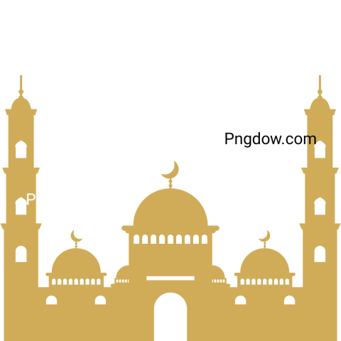 Mosque or masjid Silhouette transparent background, (5)