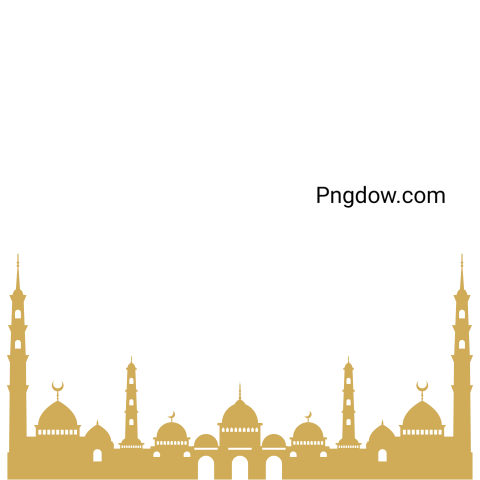Mosque or masjid Silhouette transparent background, (7)