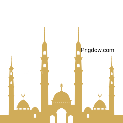 Mosque or masjid Silhouette transparent background, (2)