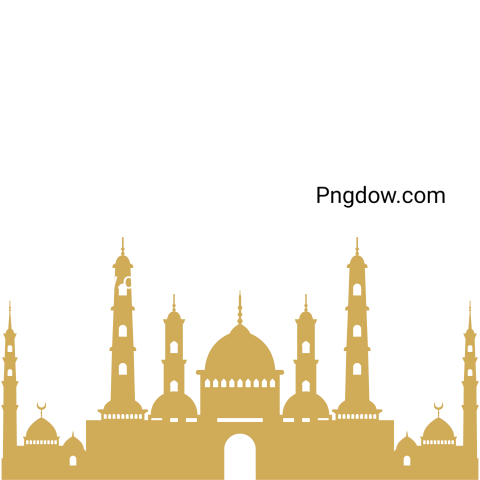 Mosque or masjid Silhouette transparent background, (4)