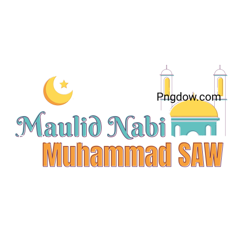 Maulid Nabi Muhammad Typhograph vector , transparent background