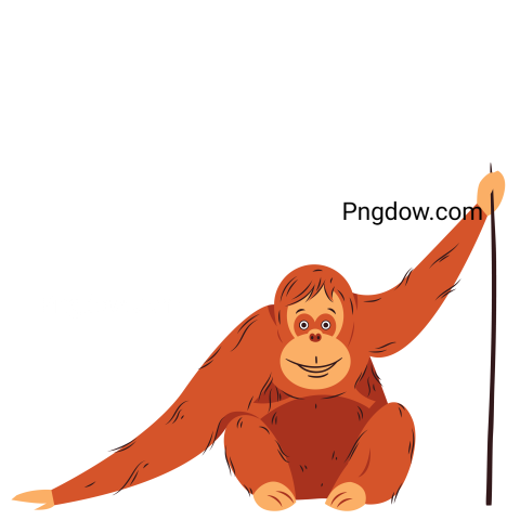 Orangutan Holding a Stick Illustration