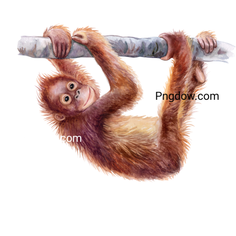 Orangutan monkey watercolor illustration