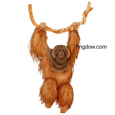 Watercolor Orangutan transparent background
