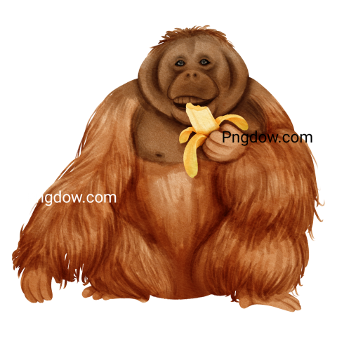 Orangutan wildlife animal watercolor illustration
