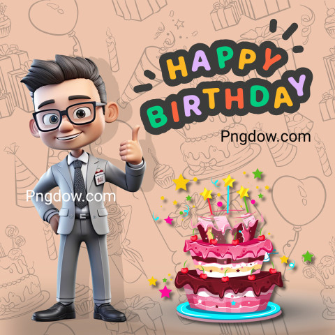 Premium 3D Vector | Happy birthday greeting card