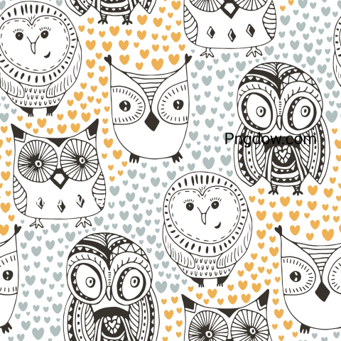 Standing Owls Pattern transparent background
