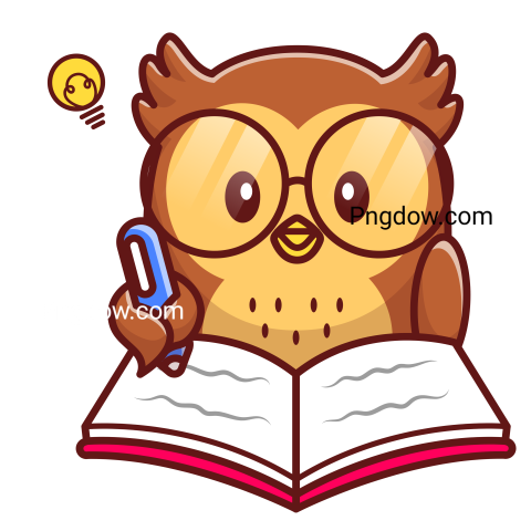 Cute Owl Writing On Book With Pen Cartoon Vector Illustration