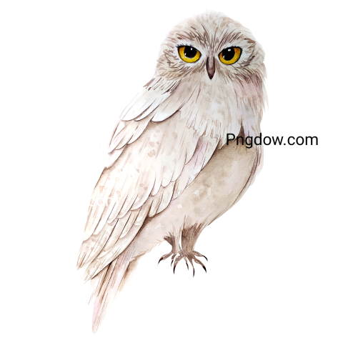 Watercolor White Owl Illustration