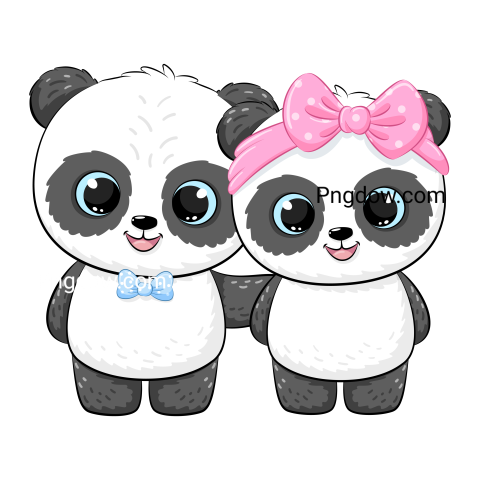 Cute panda boy and girl   2