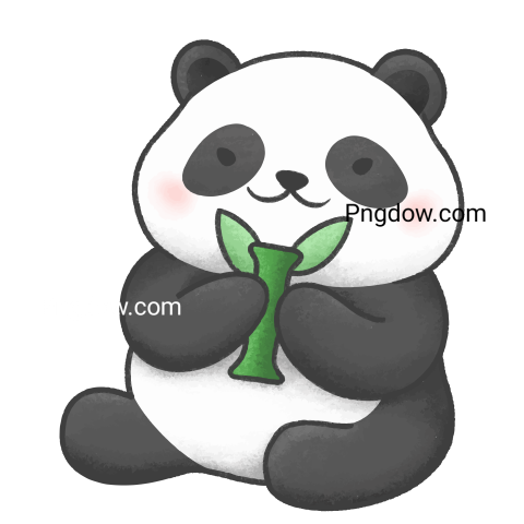Cartoon Panda Bear Holding Bamboo Illustration