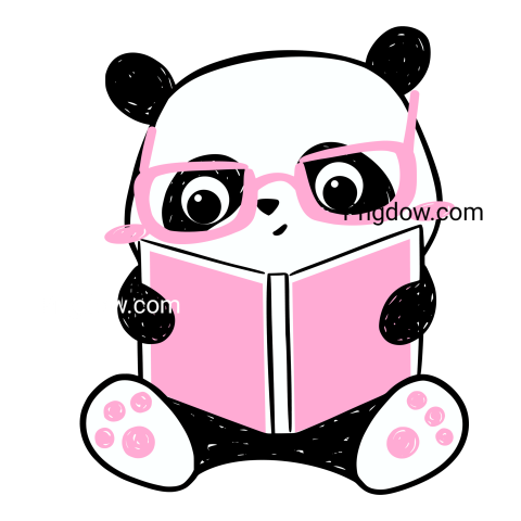 Panda with book transparent background