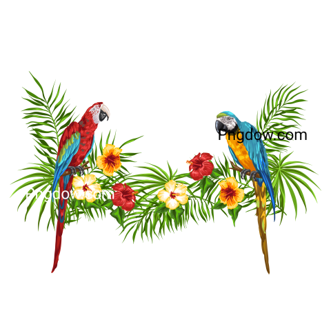 Tropical Background with Parrots png