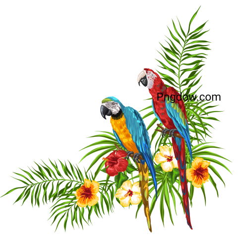 Tropical Background with Parrots