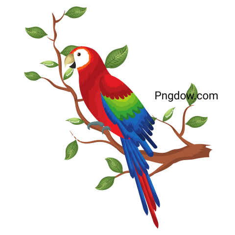 Tropical Parrot in Branch Tree