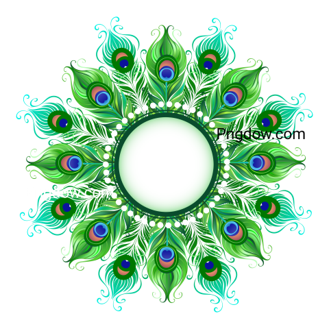 Mandala of Green Peacock Feathers
