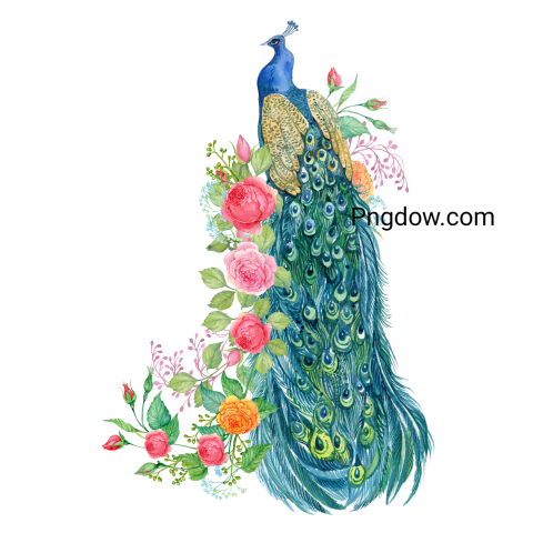 Peacock Watercolor illustration for Free