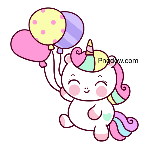 Cute unicorn balloon valentine day kawaii clipart