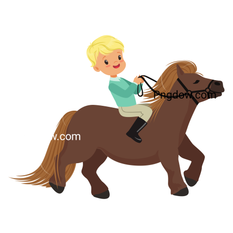 Blonde Little Boy Riding Pony Horse