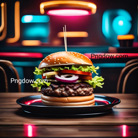 Download High Resolution Images of Delicious Hamburgers on a Wooden Table for Free