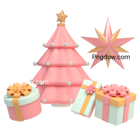 3D Christmas Tree with Gifts and Star