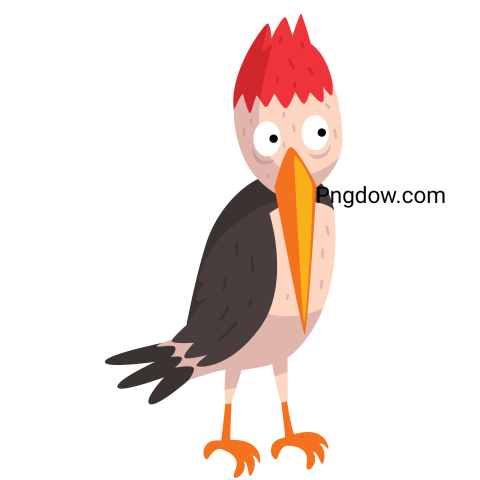 Cute Funny Woodpecker Bird Cartoon Character Vector Illustration on a White Background