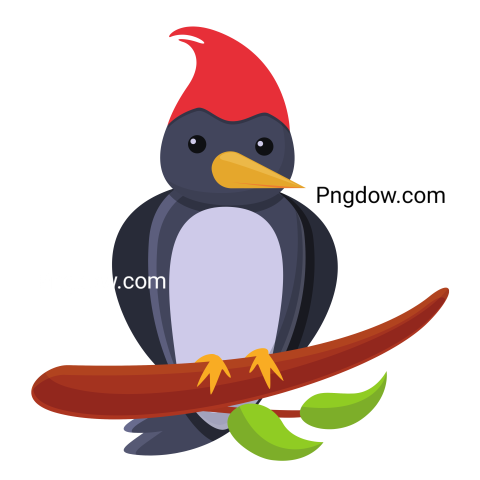 Woodpecker on Branch Icon, Cartoon Style