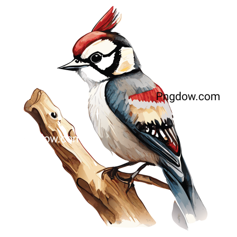 Watercolor Downy woodpecker