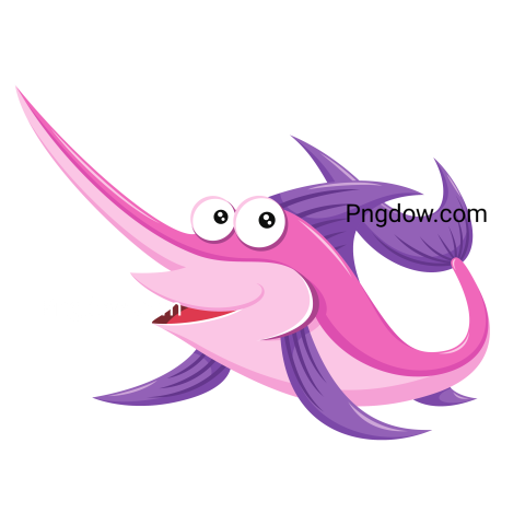 Pink and Purple Swordfish, transparent background