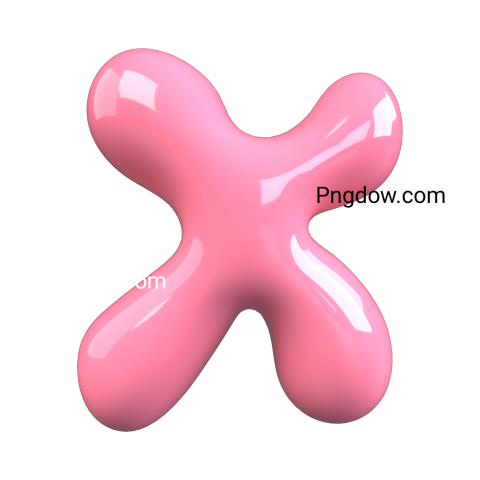 Pink 3D Bubble Gum Uppercase Letter X