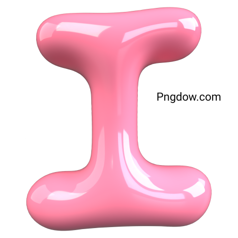Pink 3D Bubble Gum Uppercase Letter I