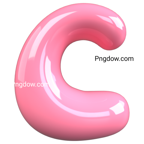 Pink 3D Bubble Gum Uppercase Letter C
