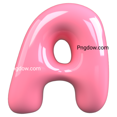 Pink 3D Bubble Gum Uppercase Letter A
