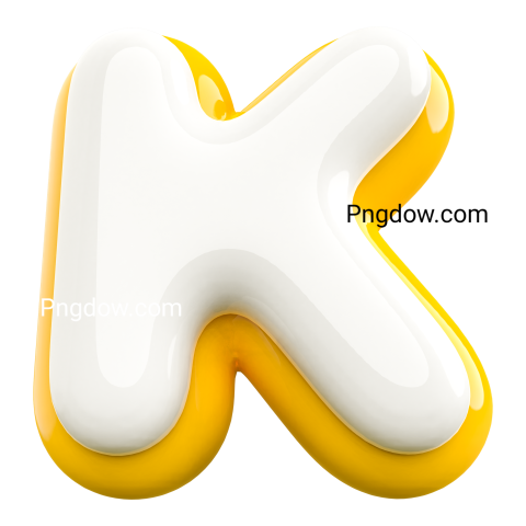 3D Letter K , 3D White Letter Element