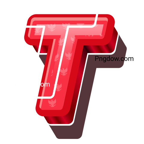 3D Red Bold Indonesia Letter T