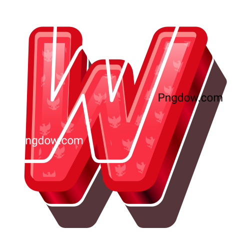 3D Red Bold Indonesia Letter W