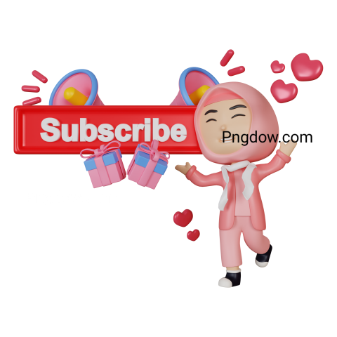 3d cute character girl subscribe