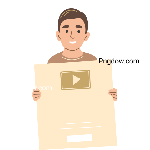 A boy with a golden YouTube button in his hands