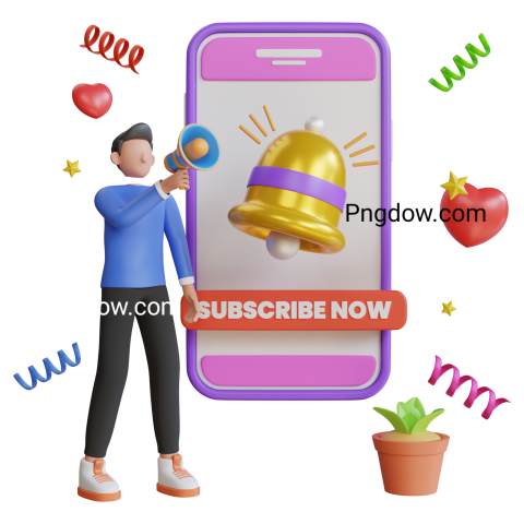 3d Subscribe now to our fans  Subscription notification with bell  Vlogger Asking For Subscribe  3d illustration