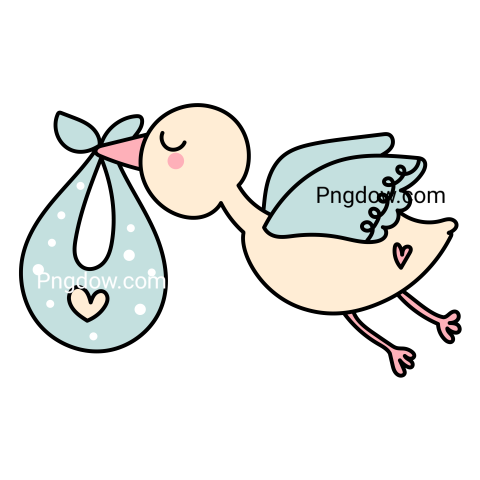 Stork and Baby Doodle Illustration