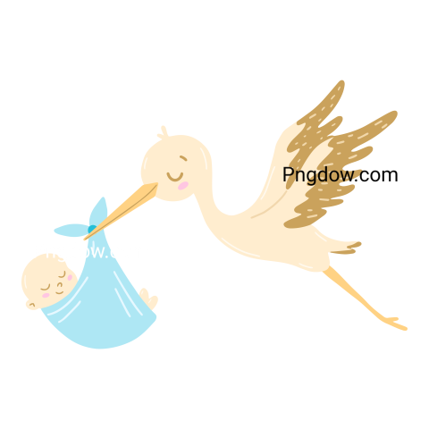 Stork with Newborn Baby Illustration, png image