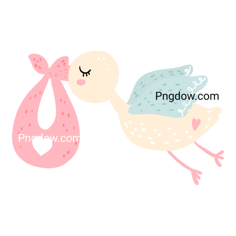 Stork with Newborn Baby Illustration